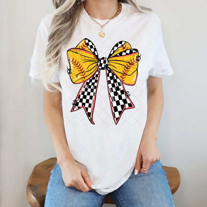 CHECKERED SOFTBALL BOW